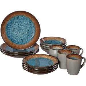 imagePfaltzgraff 5239319 Monroe Blue 16Piece Dinnerware Set Assorted