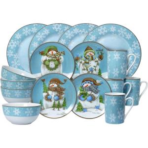 imagePfaltzgraff Evergreen Ernie Dinnerware Set 16 Piece Blue White