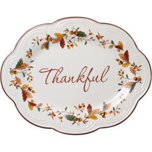 imagePfaltzgraff Autumn Berry Small Oval Platter 105 inches Cream