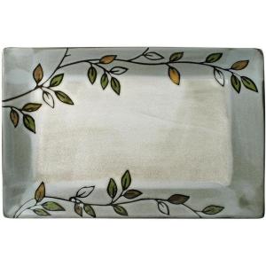 imagePfaltzgraff Rustic Leaves Rectangular PlatterWhite 14 Inch Long x 9 Inch Wide