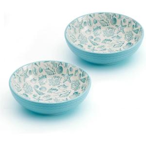 imagePfaltzgraff Venice Set of 2 Pasta Bowls 8 Inch Teal and White8 Inch