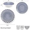 imagePfaltzgraff Blooming Delight Floral 12 Piece Plates Bowls Dinnerware Set Blue and White