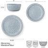 imagePfaltzgraff Blooming Meadow 12 Piece Plates Bowls Dinnerware Set Service for 4 Blue