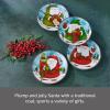 imagePfaltzgraff Evergreen Ernie Santa Salad Plates Set of 4 blue white green redSet of 4