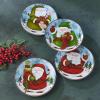 imagePfaltzgraff Evergreen Ernie Santa Salad Plates Set of 4 blue white green redSet of 4