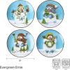 imagePfaltzgraff Evergreen Ernie Snowman Porcelain Salad Plates Set of 4 8 Inch Blue