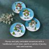 imagePfaltzgraff Evergreen Ernie Snowman Porcelain Salad Plates Set of 4 8 Inch Blue