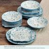 imagePfaltzgraff Garden Blossom Floral 12 Piece Plate Bowl Dinnerware Set Blue