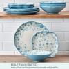 imagePfaltzgraff Garden Blossom Floral 12 Piece Plate Bowl Dinnerware Set Blue