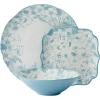 imagePfaltzgraff Garden Blossom Floral 12 Piece Plate Bowl Dinnerware Set Blue