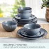 imagePfaltzgraff Mystic 12 Piece Plates Bowls Dinnerware Set Service for 4 Blue