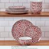 imagePfaltzgraff Radiant Blossom 12 Piece Floral Stoneware Dinnerware Plate Bowl Dish Set Service for 4 RedRed Blossom