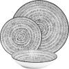 imagePfaltzgraff Sketch Serenade Geometric 12 Piece Plates Bowls Dinnerware Set Black and White