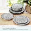 imagePfaltzgraff Sketch Serenade Geometric 12 Piece Plates Bowls Dinnerware Set Black and White