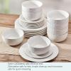 imagePfaltzgraff Sonya White 24 Piece Plate Bowl Dinnerware Set Service for 8