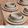 imagePfaltzgraff Tranquility 12 Piece Plates Bowls Dinnerware Set Service for 4 Cream