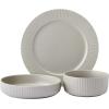 imagePfaltzgraff Tranquility 12 Piece Plates Bowls Dinnerware Set Service for 4 Cream