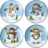 imagePfaltzgraff Evergreen Ernie Snowman Porcelain Salad Plates Set of 4 8 Inch Blue