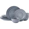 imagePfaltzgraff Mystic 12 Piece Plates Bowls Dinnerware Set Service for 4 Blue
