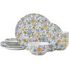 imagePfaltzgraff Radiant Blossom 12 Piece Floral Stoneware Dinnerware Plate Bowl Dish Set Service for 4 RedMulticolor