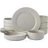 imagePfaltzgraff Tranquility 12 Piece Plates Bowls Dinnerware Set Service for 4 Cream