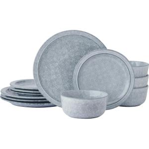 imagePfaltzgraff Blooming Meadow 12 Piece Plates Bowls Dinnerware Set Service for 4 Blue