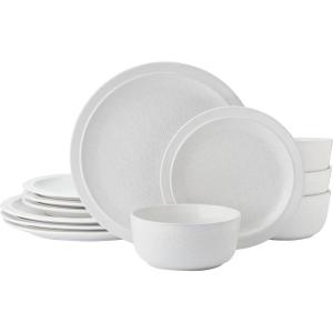 imagePfaltzgraff Blooming Meadow 12 Piece Plates Bowls Dinnerware Set Service for 4 Cream