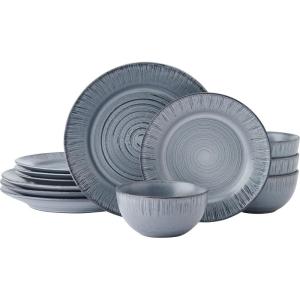 imagePfaltzgraff Mystic 12 Piece Plates Bowls Dinnerware Set Service for 4 Blue