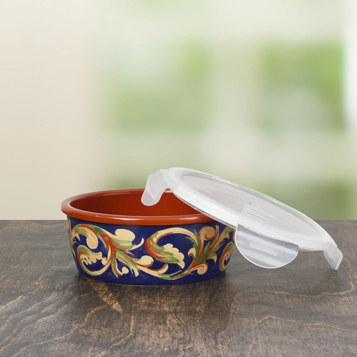 imagePfaltzgraff Villa Della Luna Italian Scroll Stoneware Ceramic Food Storage Bowl with Snapdown BPAFree Lid 65 Inch