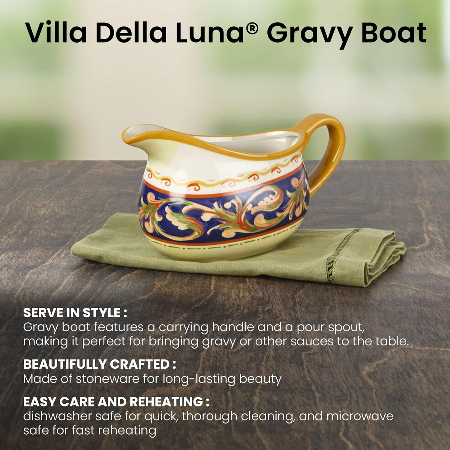 imagePfaltzgraff Villa Della Luna Italian Scroll Stoneware Large Gravy Boat 30 Ounce