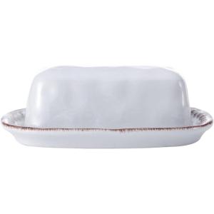 imagePfaltzgraff Canyon Bead Stoneware Covered Butter Dish with Lid 7 Inch White
