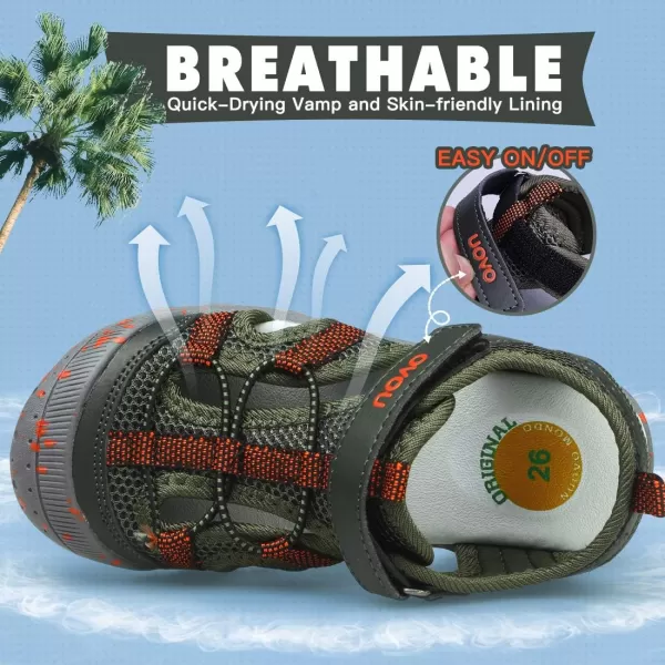 UOVO Boys Sandals Kids Sandals Hiking Athletic Closed-Toe Beach Summer Sandals for Boys Quick-Drying