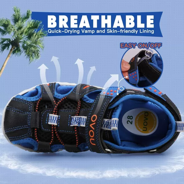 UOVO Boys Sandals Kids Sandals Hiking Athletic Closed-Toe Beach Summer Sandals for Boys Quick-Drying Slip Resistant