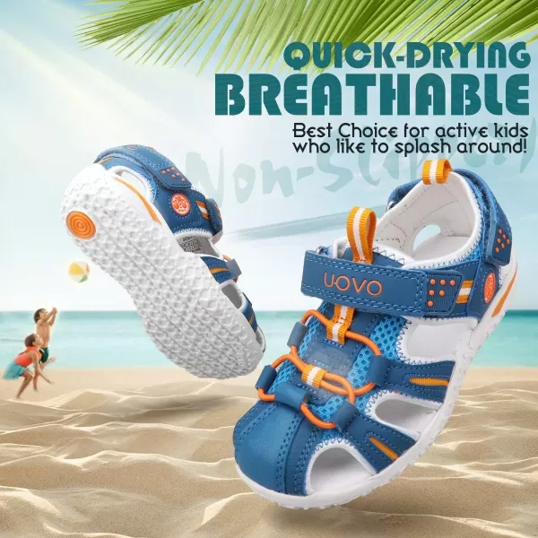 UOVO Boys Sandals Kids Sandals Hiking Athletic Closed-Toe Beach Summer Sandals for Boys Quick-Drying Slip Resistant