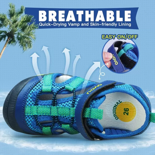 UOVO Boys Sandals Kids Sandals Hiking Athletic Closed-Toe Beach Summer Sandals for Boys Quick-Drying Slip Resistant