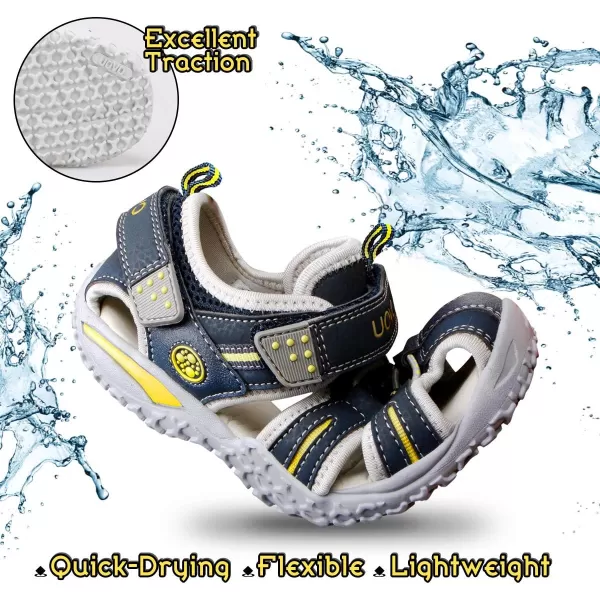 UOVO Boys Sandals Kids Sandals Hiking Athletic Closed-Toe Beach Summer Sandals for Boys Quick-Drying Slip Resistant