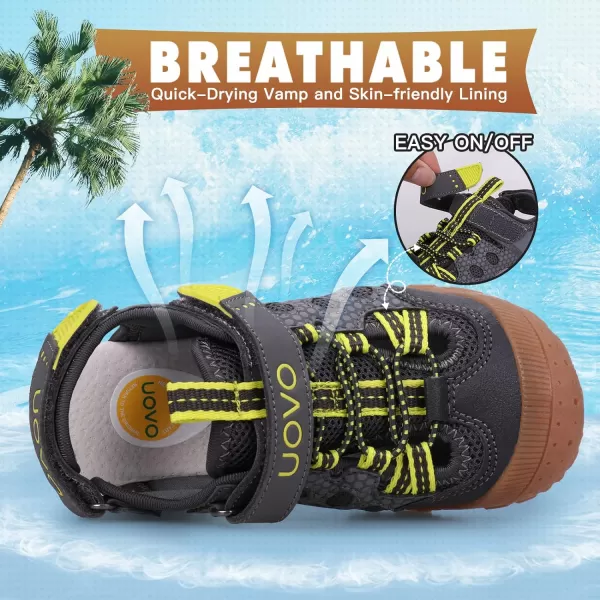 UOVO Boys Sandals Kids Sandals Hiking Athletic Closed-Toe Beach Summer Sandals for Boys Quick-Drying Slip Resistant