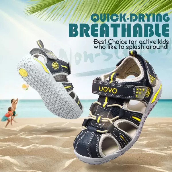 UOVO Boys Sandals Kids Sandals Hiking Athletic Closed-Toe Beach Summer Sandals for Boys Quick-Drying Slip Resistant
