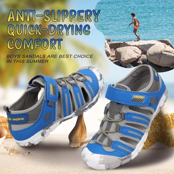 UOVO Boys Sandals Kids Sandals Hiking Athletic Closed-Toe Beach Summer Sandals for Boys Quick-Drying Slip Resistant