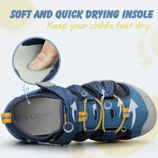 UOVO Boys Sandals Kids Sandals Hiking Athletic Closed-Toe Beach Summer Sandals for Boys Quick-Drying Slip Resistant