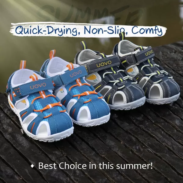 UOVO Boys Sandals Kids Sandals Hiking Athletic Closed-Toe Beach Summer Sandals for Boys Quick-Drying Slip Resistant