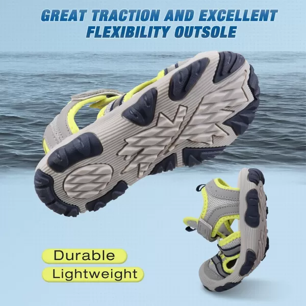 UOVO Boys Sandals Kids Sandals Hiking Athletic Closed-Toe Beach Summer Sandals for Boys Quick-Drying Slip Resistant