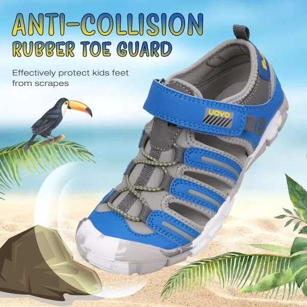 UOVO Boys Sandals Kids Sandals Hiking Athletic Closed-Toe Beach Summer Sandals for Boys Quick-Drying Slip Resistant