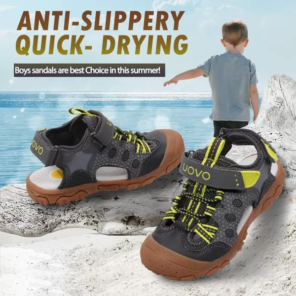 UOVO Boys Sandals Kids Sandals Hiking Athletic Closed-Toe Beach Summer Sandals for Boys Quick-Drying Slip Resistant