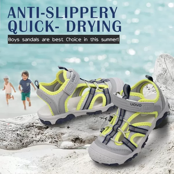 UOVO Boys Sandals Kids Sandals Hiking Athletic Closed-Toe Beach Summer Sandals for Boys Quick-Drying Slip Resistant