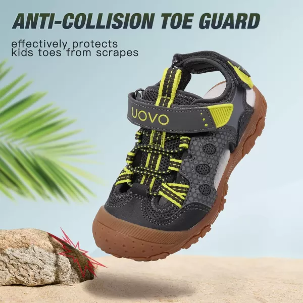 UOVO Boys Sandals Kids Sandals Hiking Athletic Closed-Toe Beach Summer Sandals for Boys Quick-Drying Slip Resistant