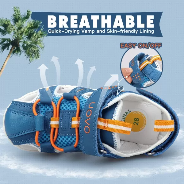 UOVO Boys Sandals Kids Sandals Hiking Athletic Closed-Toe Beach Summer Sandals for Boys Quick-Drying Slip Resistant