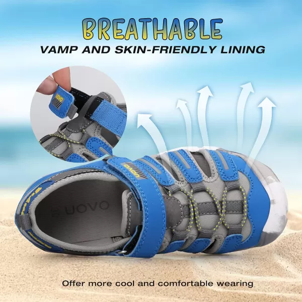 UOVO Boys Sandals Kids Sandals Hiking Athletic Closed-Toe Beach Summer Sandals for Boys Quick-Drying Slip Resistant