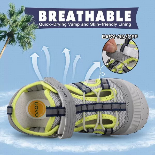 UOVO Boys Sandals Kids Sandals Hiking Athletic Closed-Toe Beach Summer Sandals for Boys Quick-Drying Slip Resistant