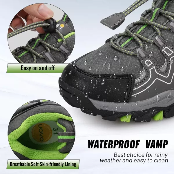 UOVO Boys Shoes Boys Tennis Running Sneakers Waterproof Hiking Shoes Kids Outdoor Fashion Sneakers Slip Resistant 